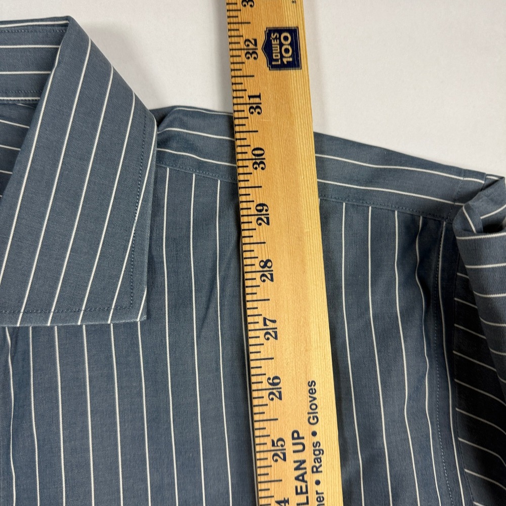 Brooks Brothers Regent Dress Shirt 17-33 Blue White Stripe Supima Cotton Stretch - Picture 6 of 7